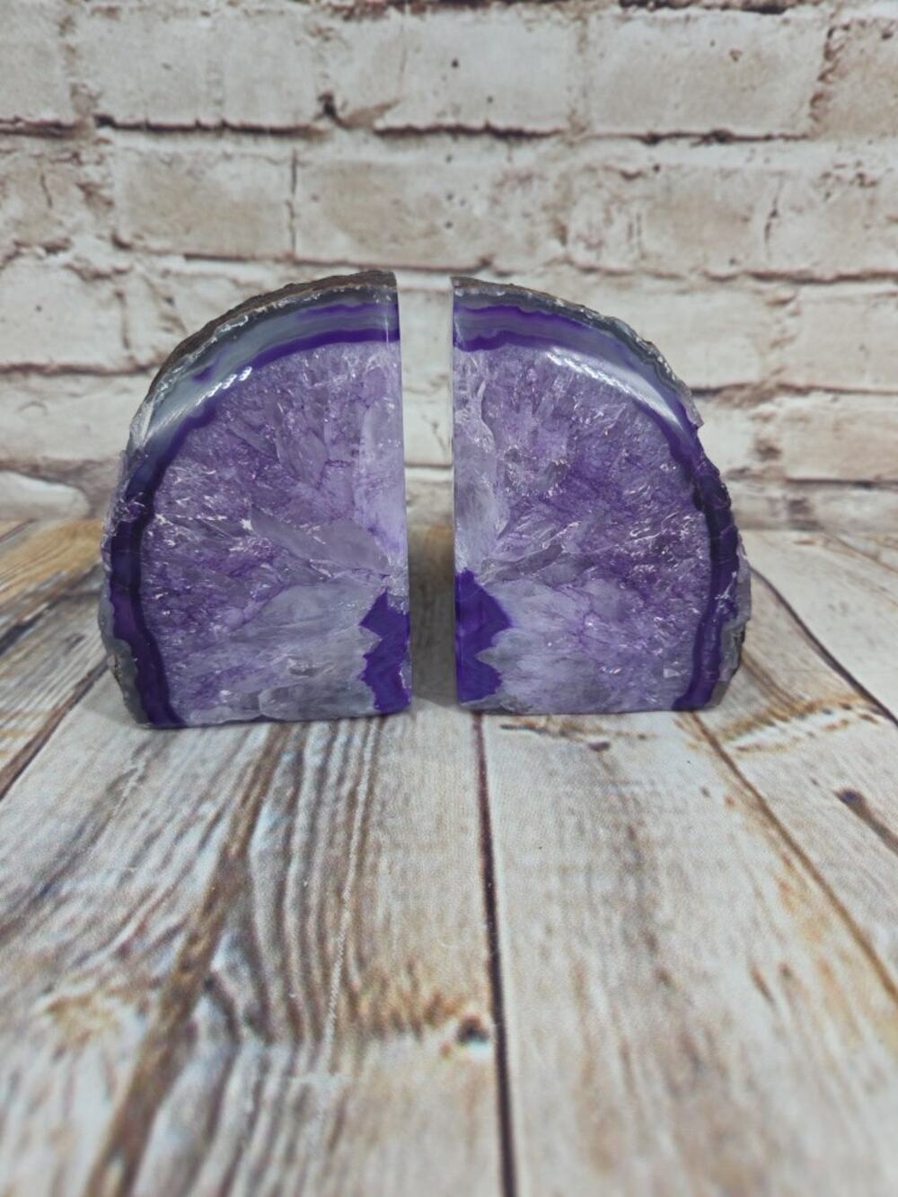 Natural Agate Bookends Geodes Hand Dyed Polished Hand Cut Unique